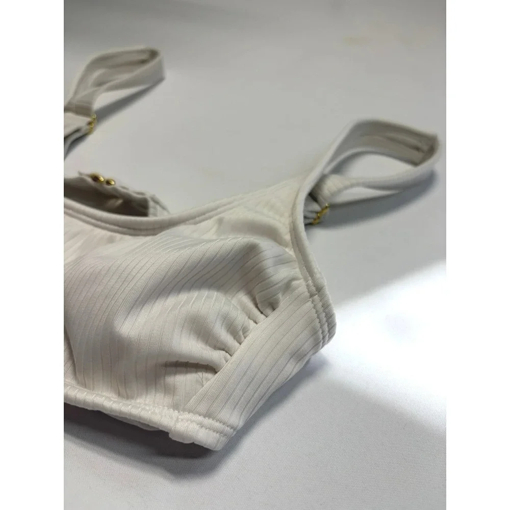 Wild Fable White‎ Ribbed Bikini Top XS Adjustable Strap Swim Top